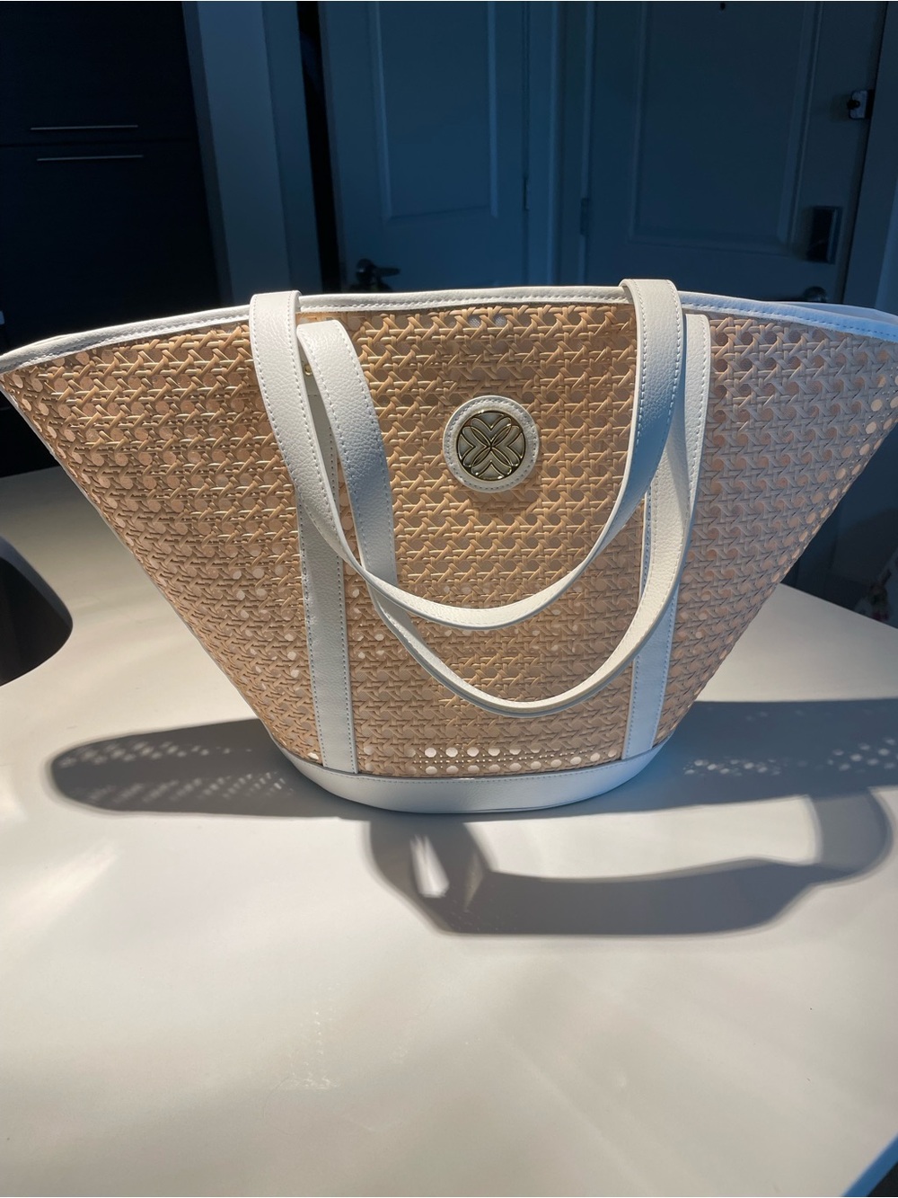 Lilly Pulitzer Wintour Cane Tote in Sand Bar X Resort White - Picture 6 of 13